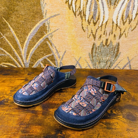 Chaco Blue and Orange Patterned Mules - Picture 3 of 5
